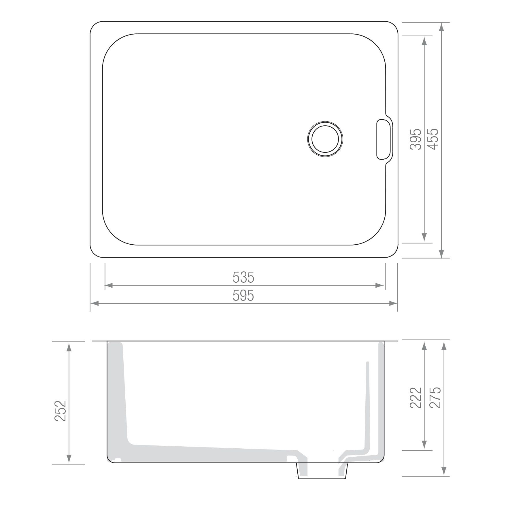 FREGADERO CERAM FG 60/45 ANTRACITA blueprint
