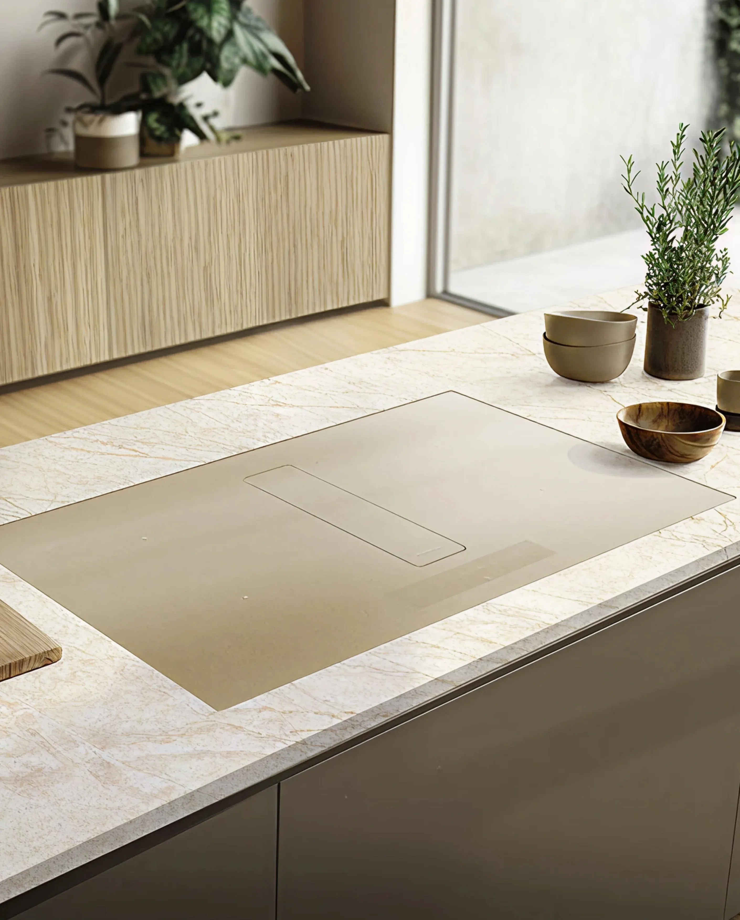 Campana extractora de superficie serie perfecto essence color champagne gold de Galvamet