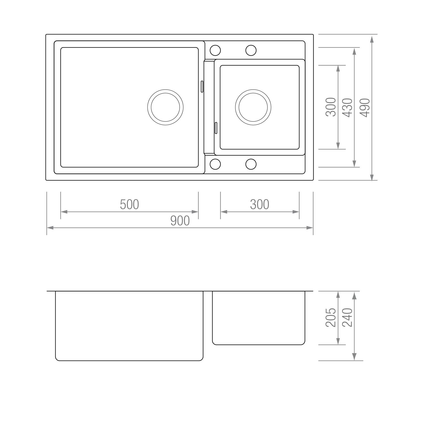 FREGADERO GRT 2C 90 BLANCO blueprint
