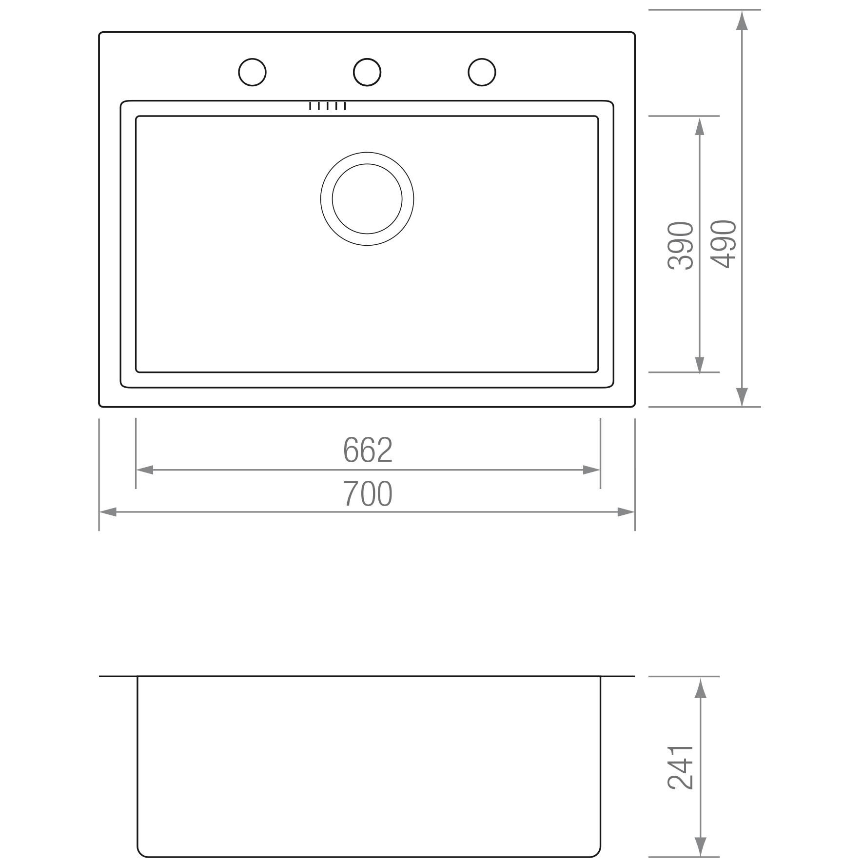 FREGADERO GRT S 70 NEGRO blueprint