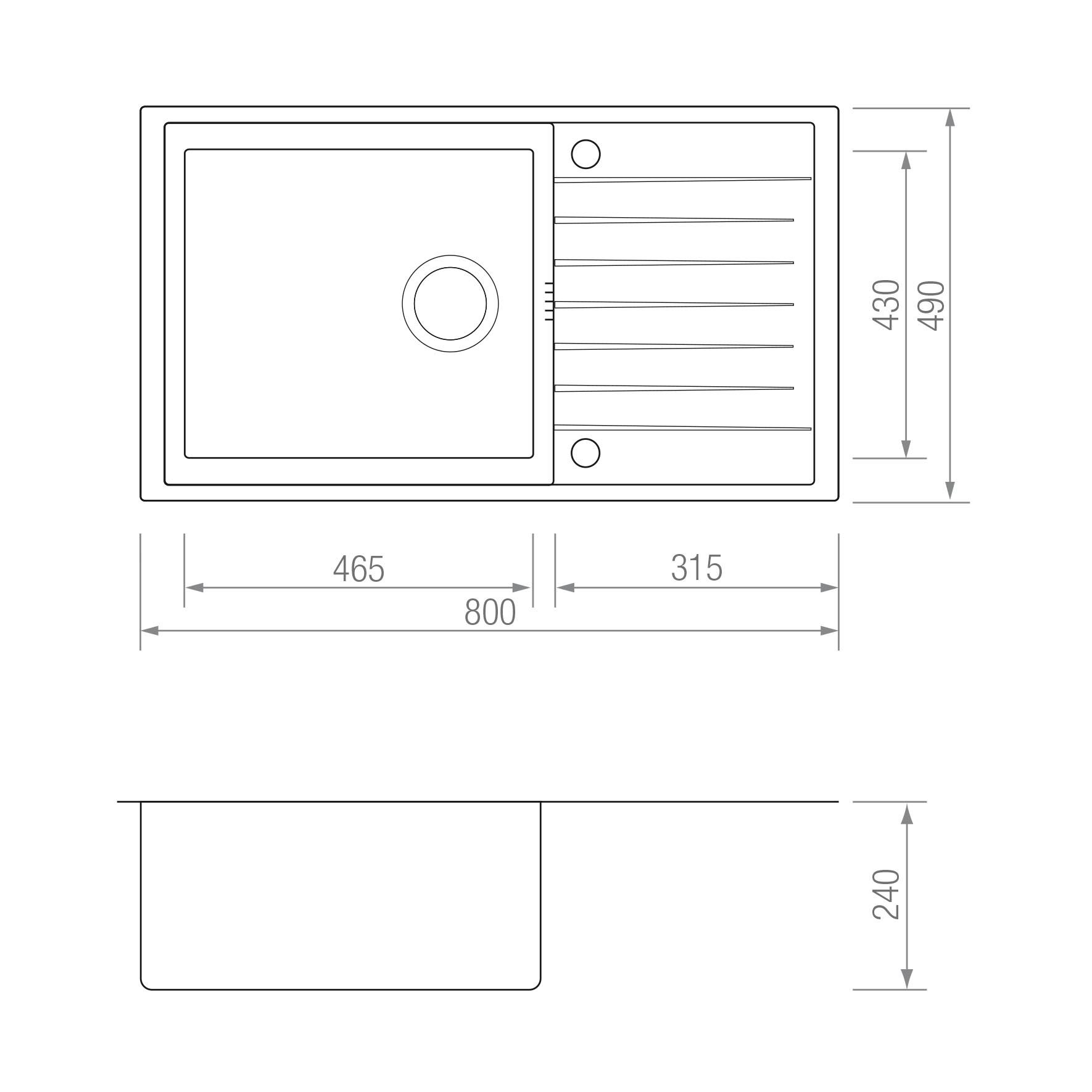 FREGADERO GRT CE 80 ÁRTICO blueprint