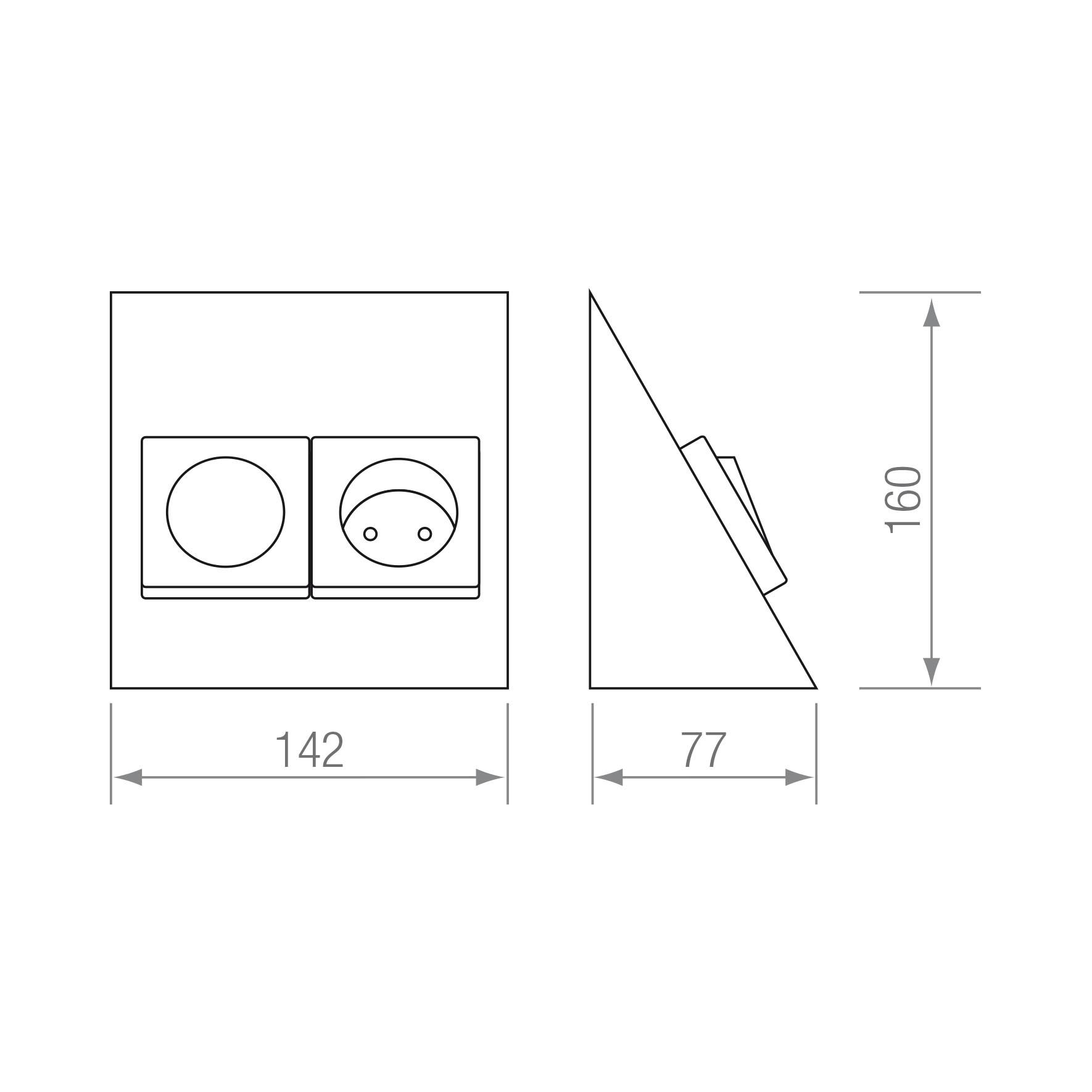 INTERRUPTOR + ENCHUFE RECTANGULAR blueprint
