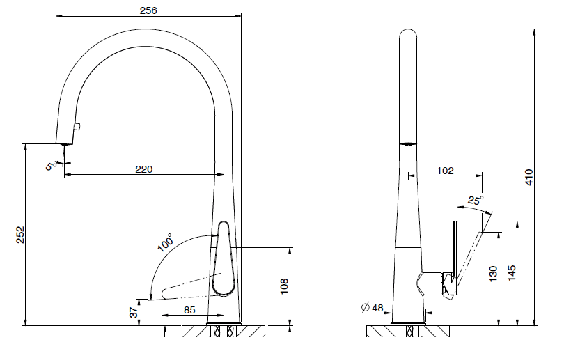 GRIFO ETNA SHOWER PVD COBRE blueprint
