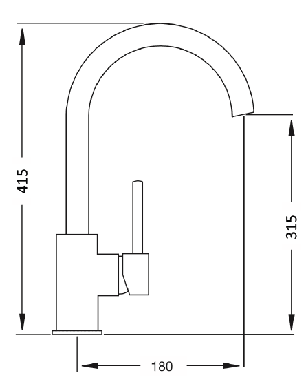 GRIFO SURF CURVO NEGRO blueprint