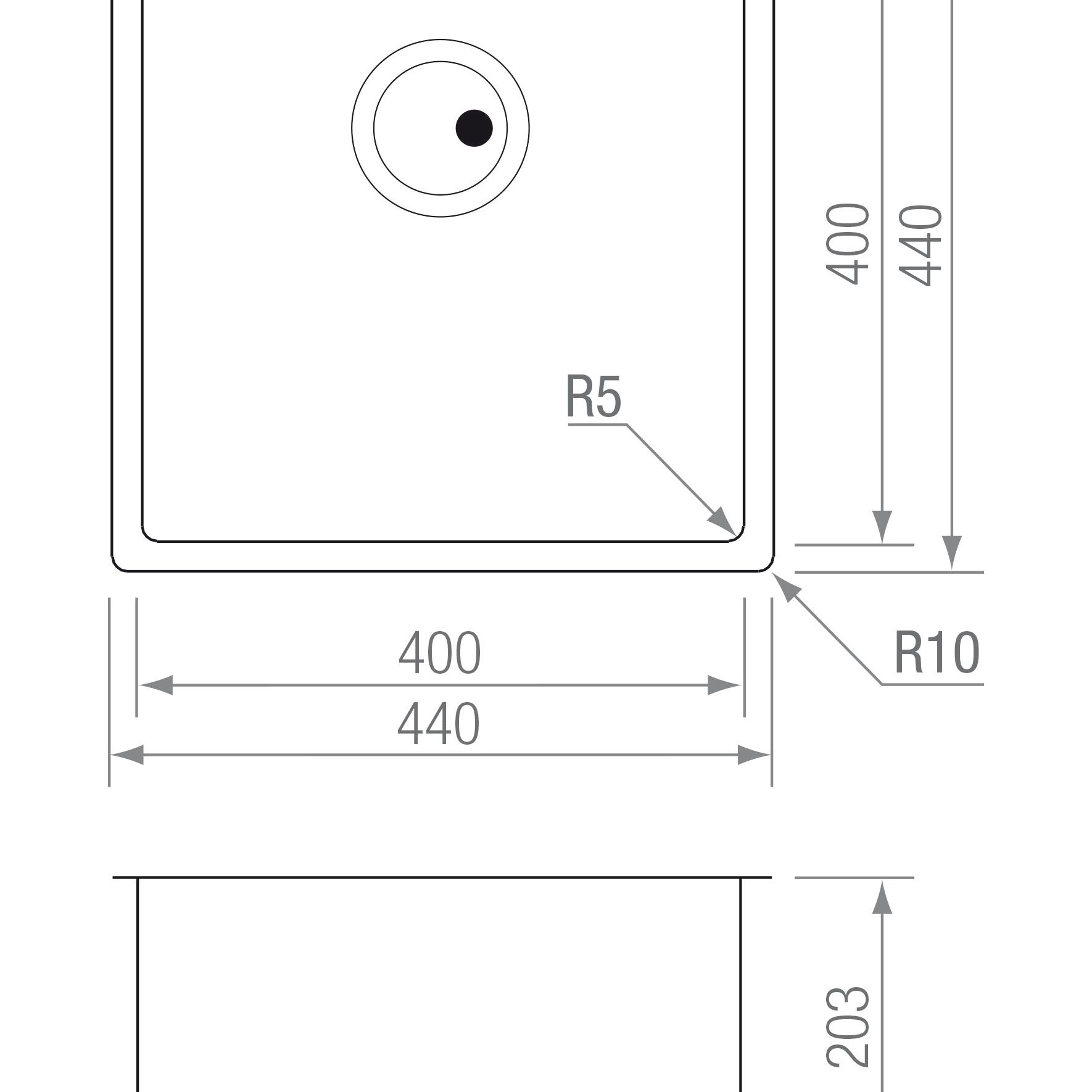 Fregadero R5 TI 4040 blueprint