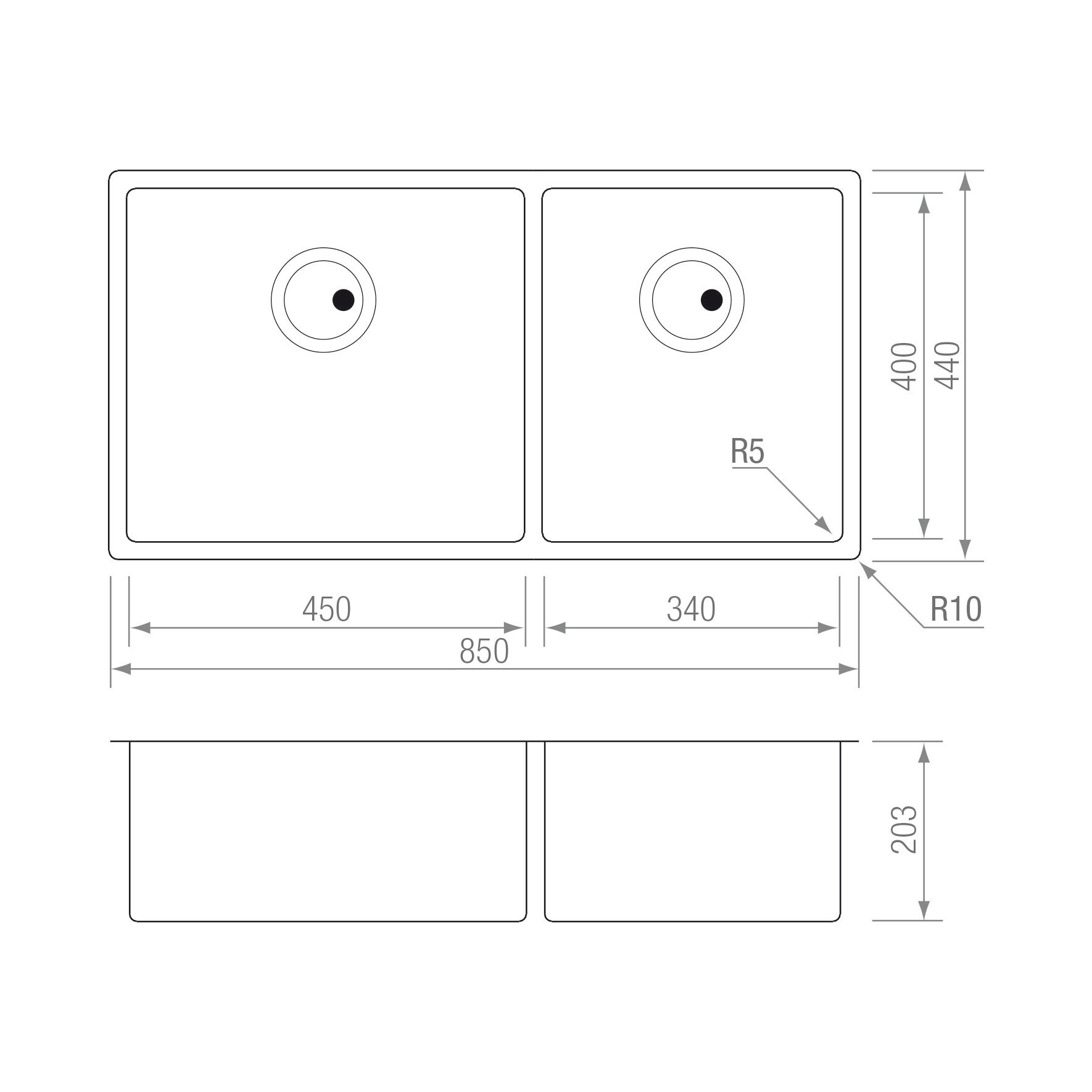 Fregadero R5 TI 90 2C blueprint