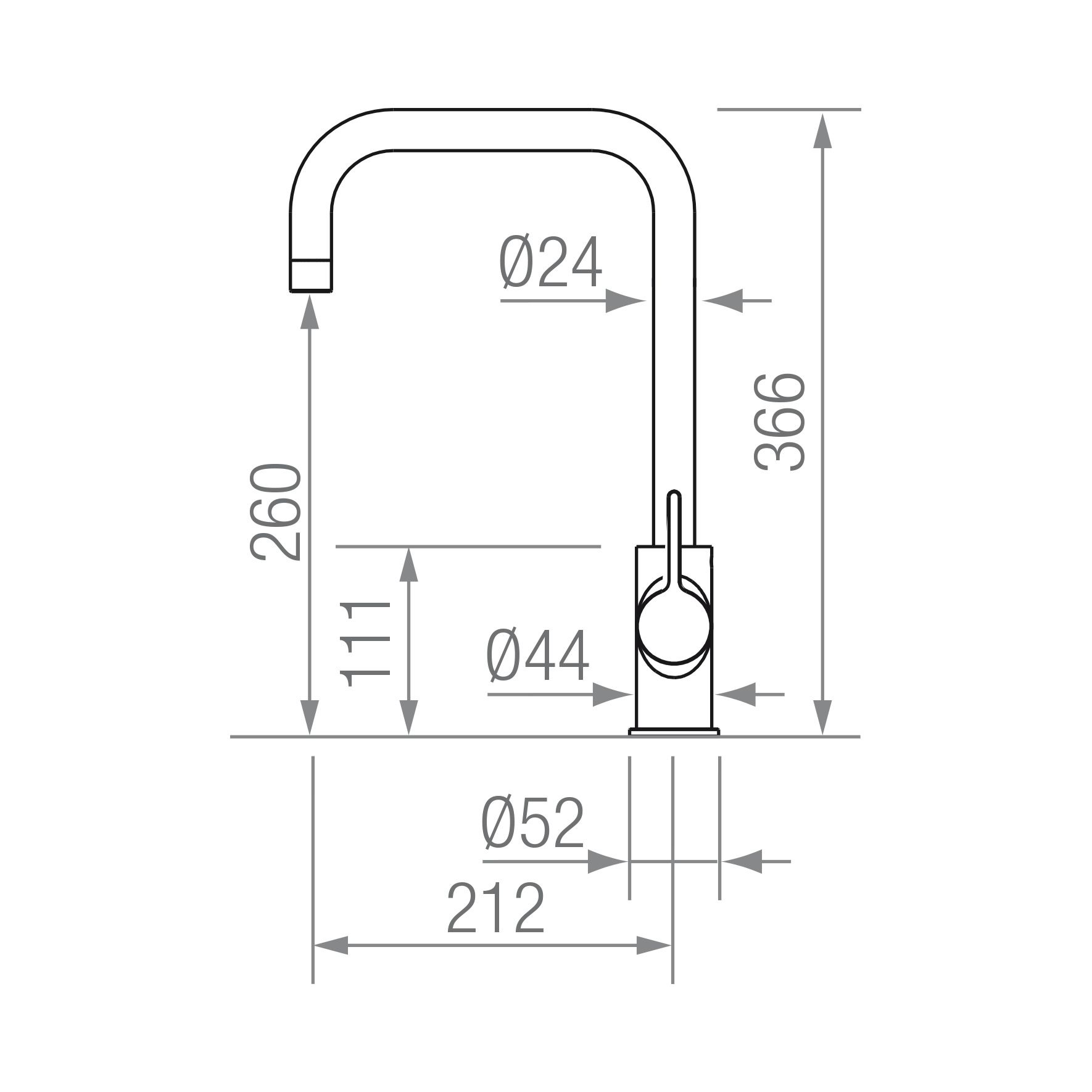 GRIFO SURF RECTO NEGRO blueprint