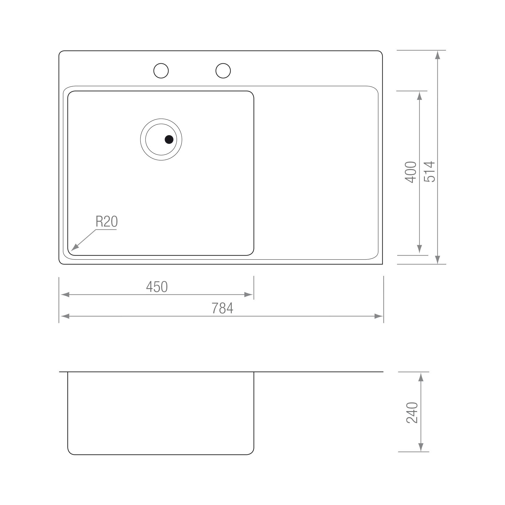 FREGADERO ZEN FG 78 A CE D (escurridor derecha) blueprint