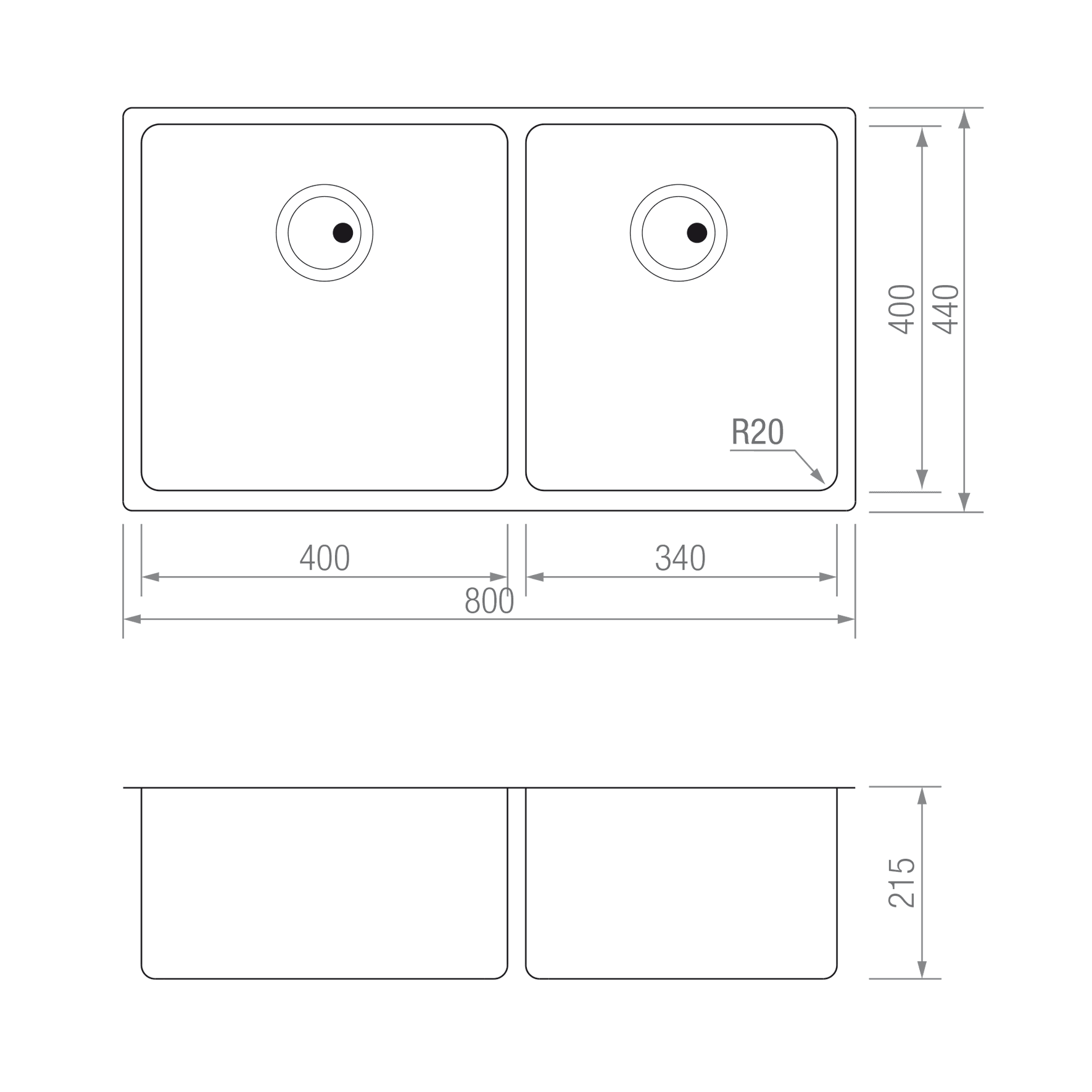 FREGADERO ZEN TI  80 2C blueprint